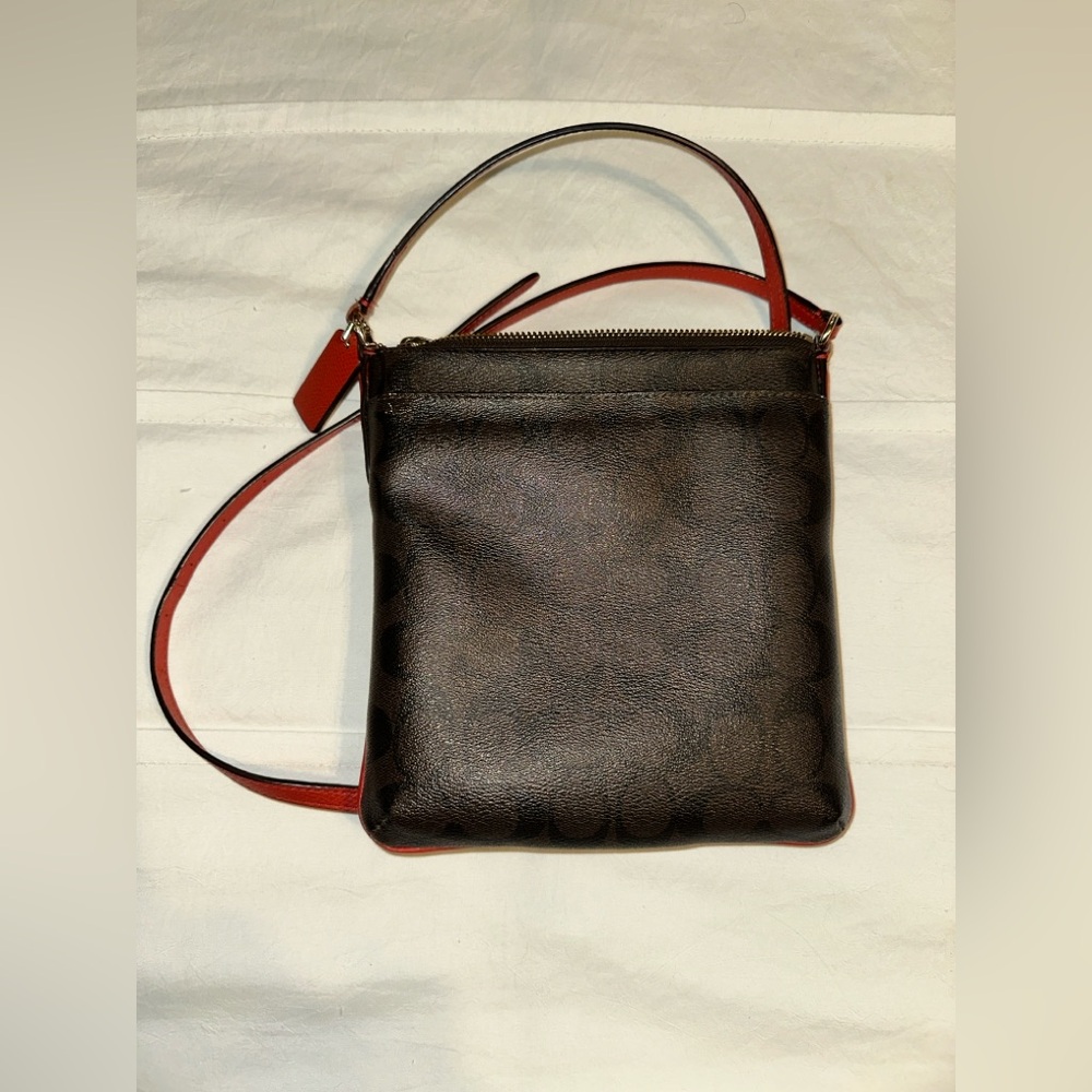 Coach Dark Brown and Red Messenger Bag - Picture 2 of 5